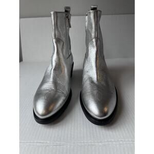 Jimmy Choo Men's Silver Leather Jesse Ankle boots Zipper size 40,5